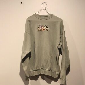 Vintage Cats in a Garden Embroidered Crewneck Sweatshirt